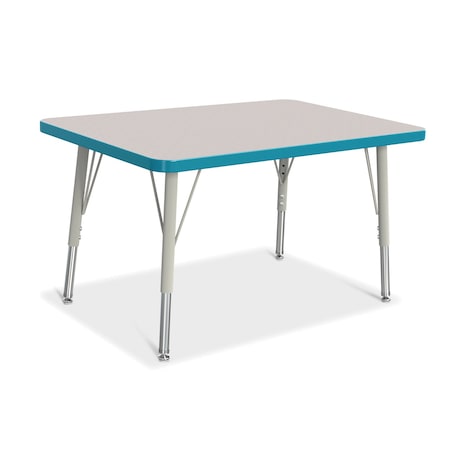 Jonti-Craft Berries Rectangle Activity Table, 24 in. x 36 in., E-height, Freckled Gray/Teal/Gray 6478JCE005